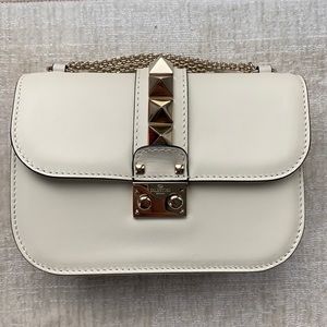 Valentino rockstud lock small bag in ivory